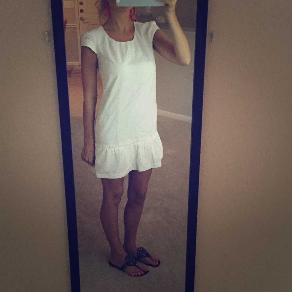 Flutter bottom, capped sleeve dress